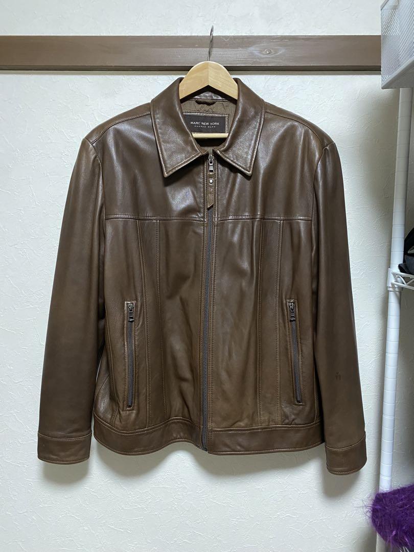MARC NEW YORK ブラウンレザーシングルライダース