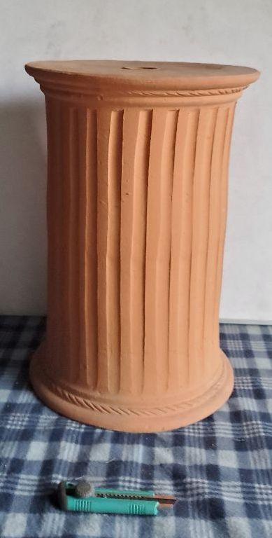 タイ製手作りパルテノン調ロング花台H53cm 赤焼