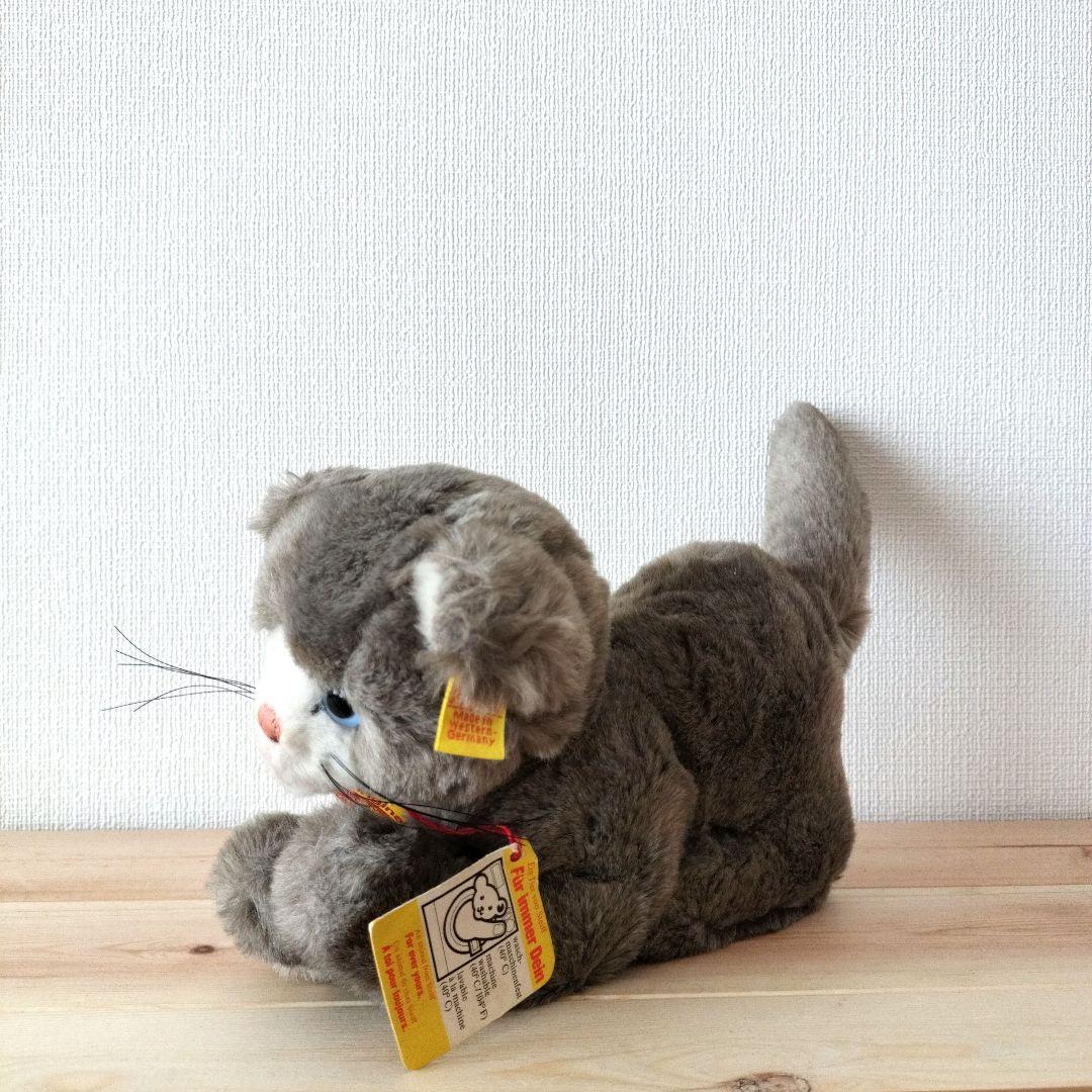 オールドシュタイフ　猫　ぬいぐるみ　西ドイツ製　Steiff　ビンテージ