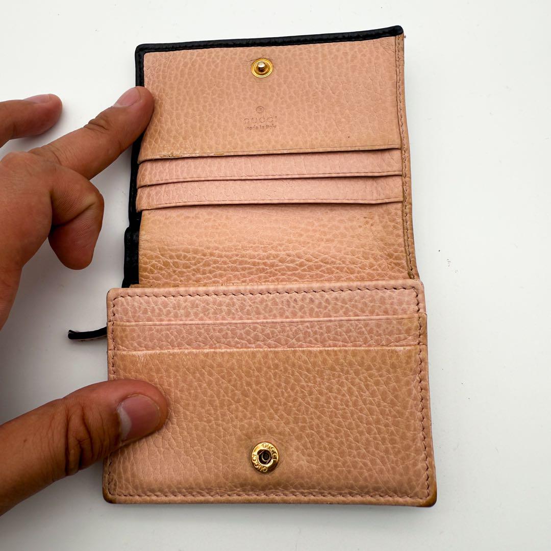 グッチ GUCCI GGマーモント ラインストーン レザー 二つ折りサイズ