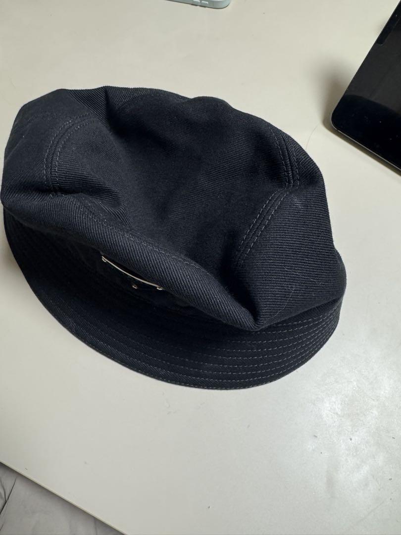 PRADA バケットハット 黒 コットン L 59cm