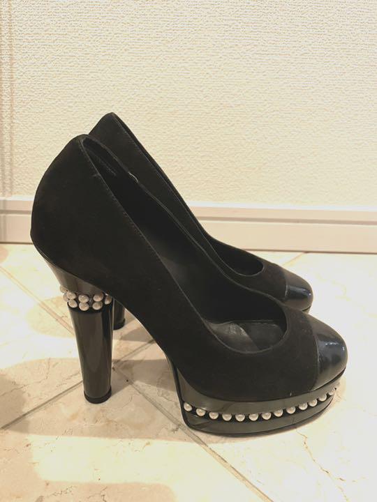 ブラック CHANEL パールブラックパンプス Dpezd-m28406006980 £なので