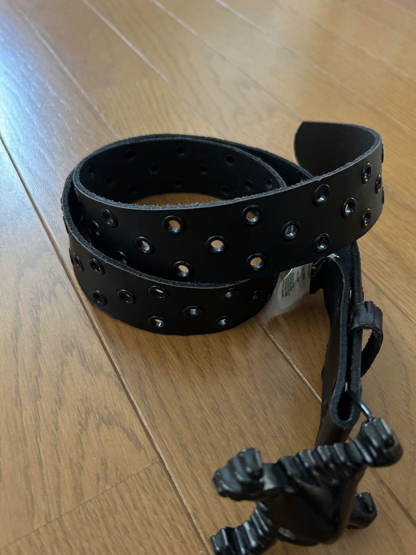 小物 OAKLEY leather 3D skull belt black Y2K