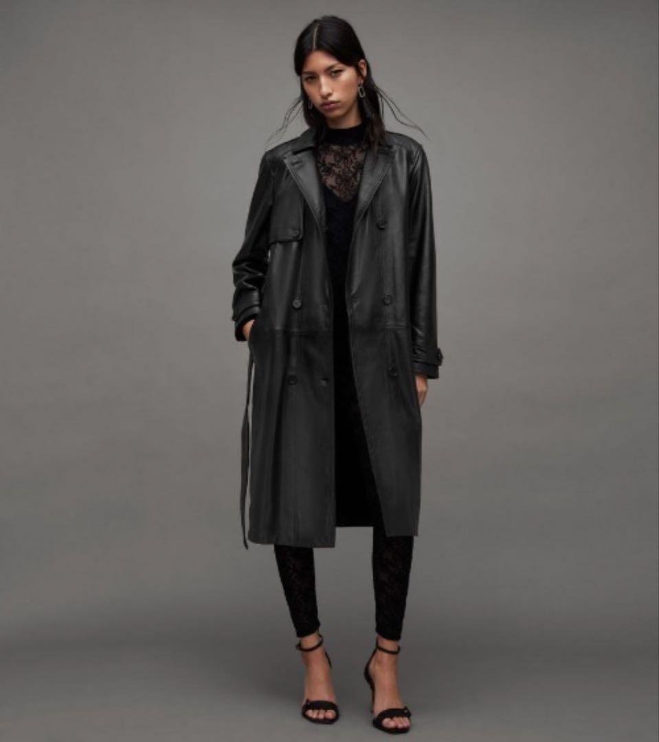 トレンチコート　OKENA ダブル ブレスト レザー allsaints