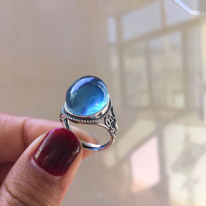 ︎自然光撮影 】天然 アクアマリン リング 18.4*13.6*10mm - www