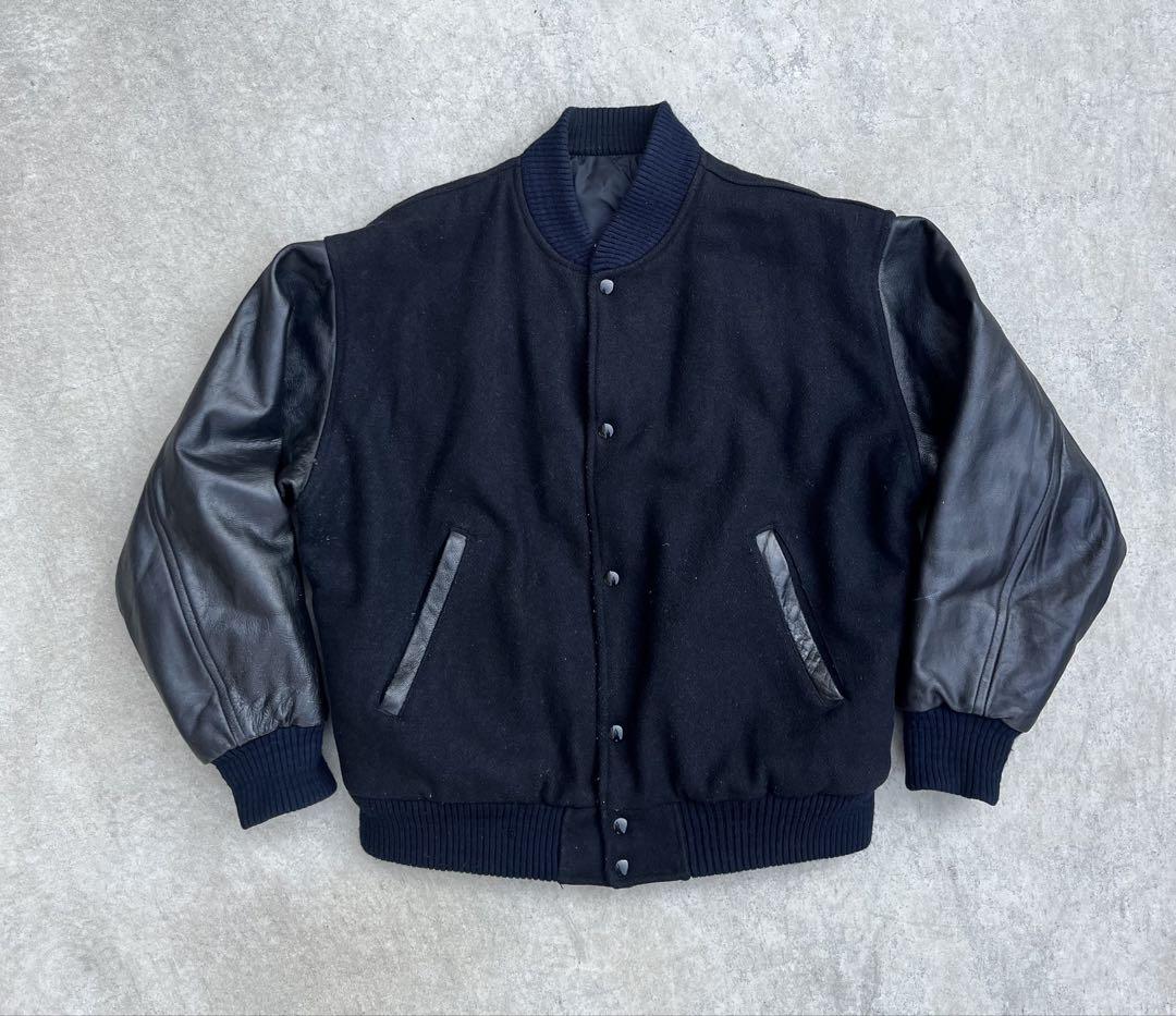 レア無地黒reversible stadium jacket L相当サイズ