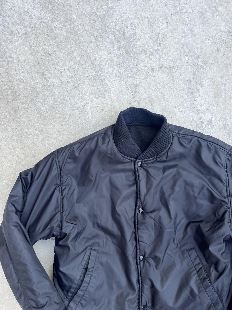 レア無地黒reversible stadium jacket L相当サイズ