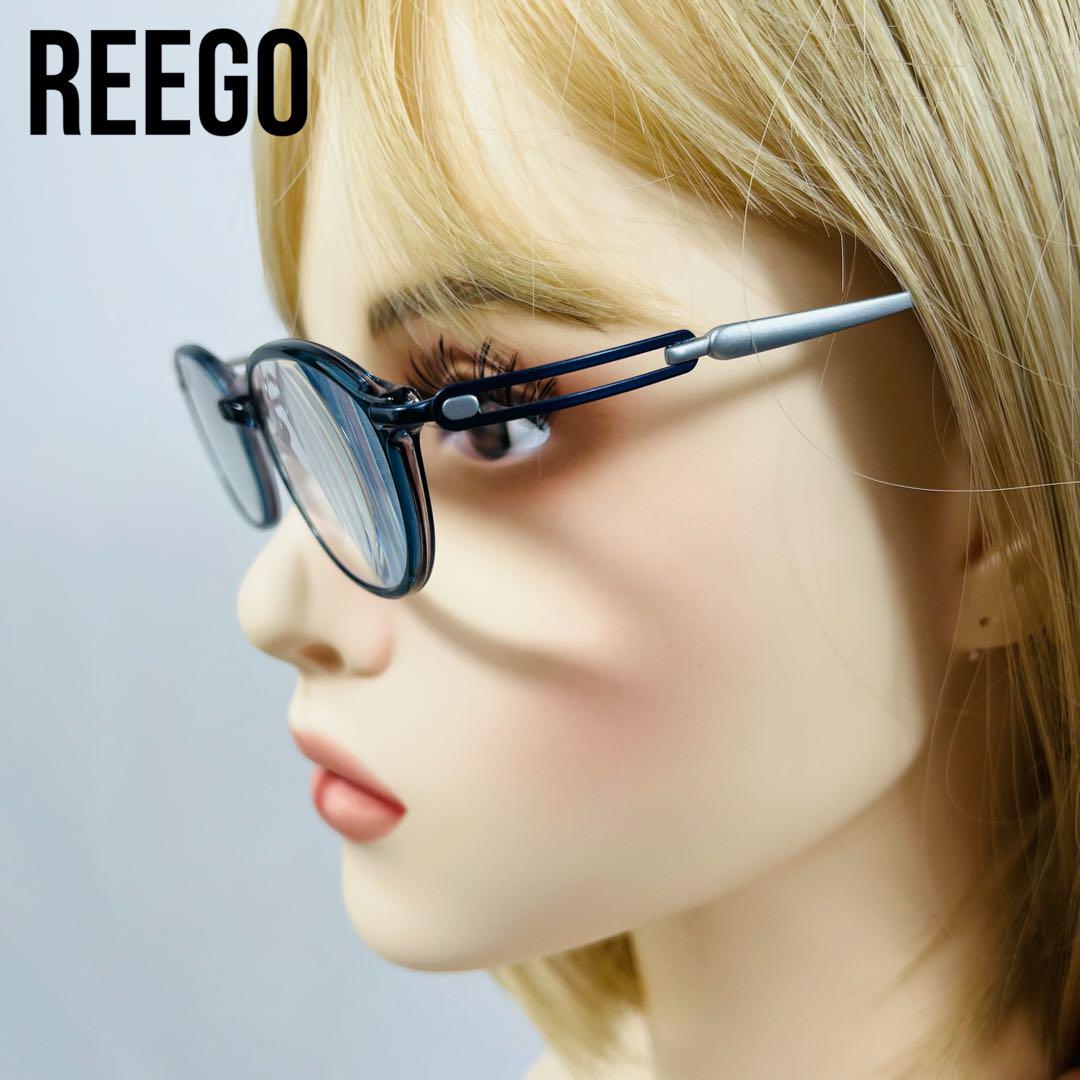 Reego　リーゴ　鯖江製　ブルー ラウンドフレーム メガネ