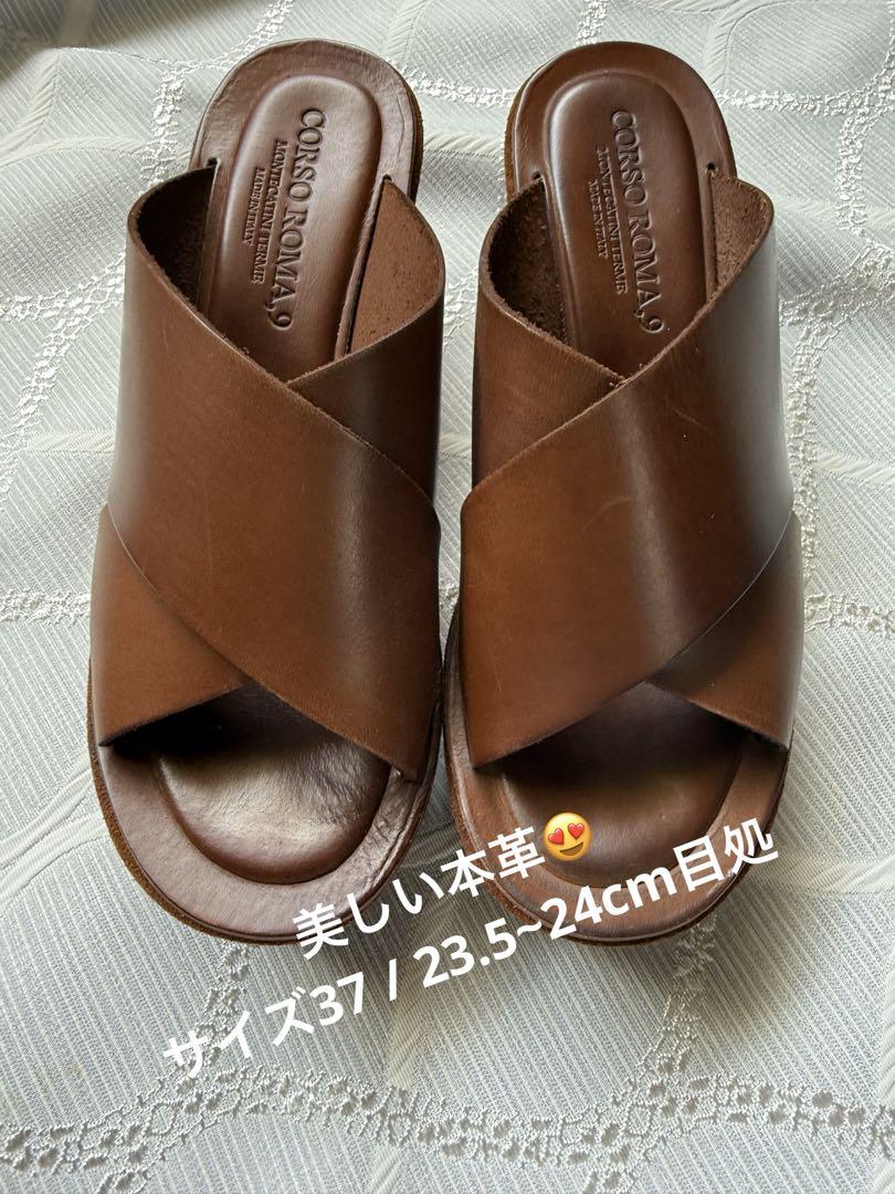 美品❤︎ イタリア製本革厚底サンダル CORSO ROMA,9サイズ37