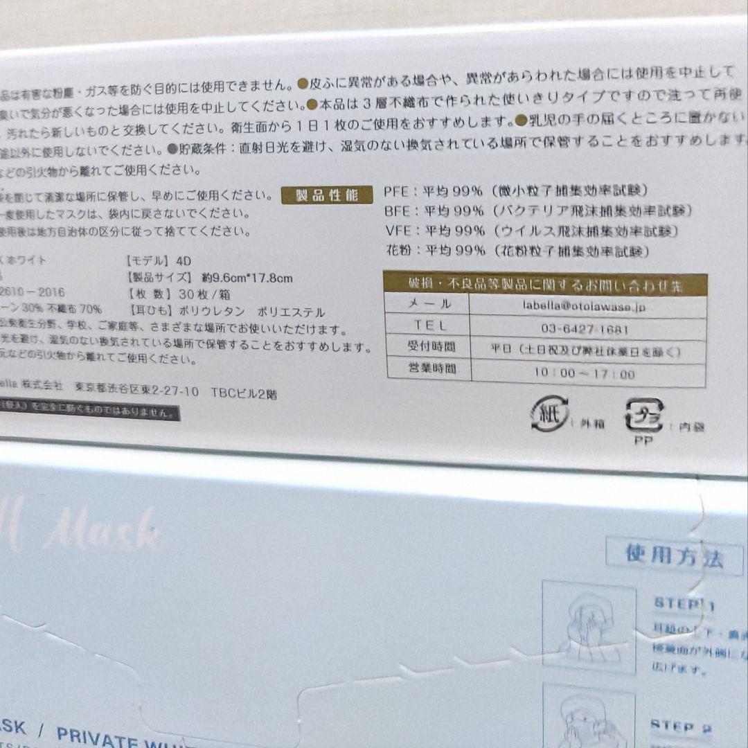 CICIBELLA プリーツマスク冷感 4D 30枚入×12=360枚 ホワイト