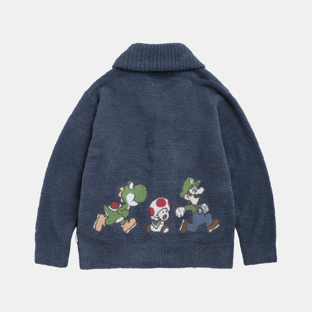 ジェラートピケ マリオ ジャガードショールカーディガン ネイビー　ユニセックス ジェラートピケ マリオ ジャガードショールカーディガン