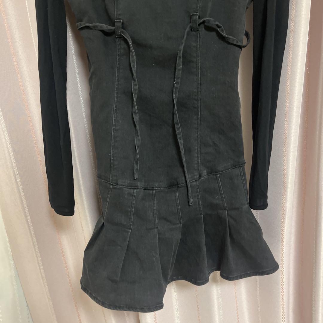 トップス Bonnie denim mini dress color black
