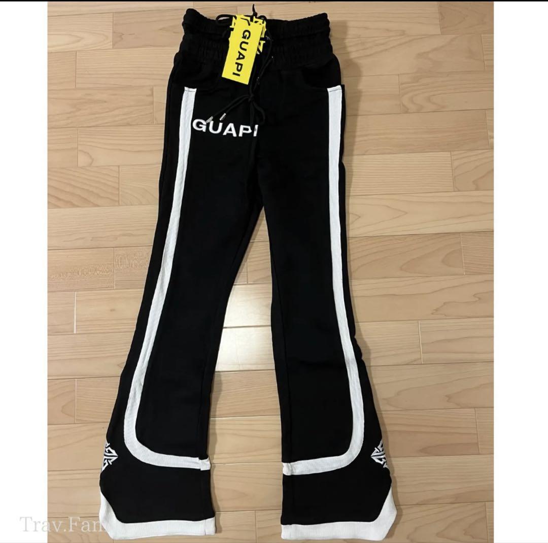 【人気沸騰中】GUAPI ブラック フレアス ウェットパンツ 楽天市場】GUAPI グアピ スウェットパンツ Obsidian Black