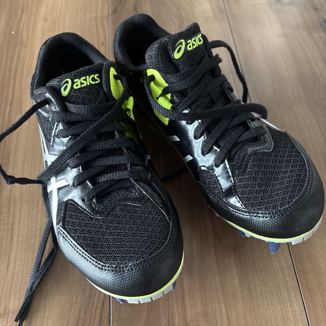 ASICS スパイクシューズ ブラック/ライム