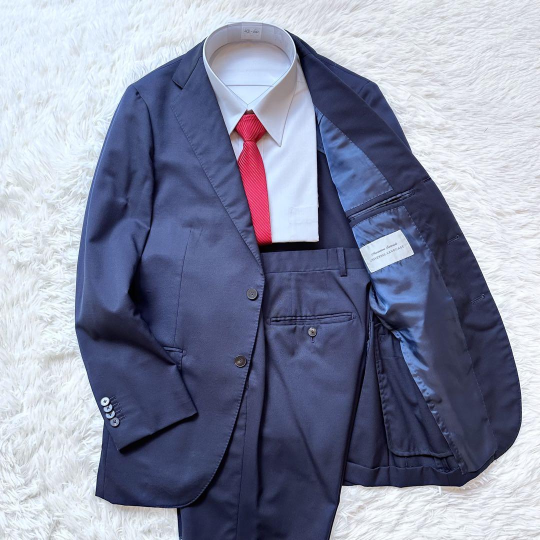 【美品】ユニバーサルランゲージ　レダ　スーツ　ネイビーブルー　ストライプ　背抜き m28439762060_11.jpg?1710679762