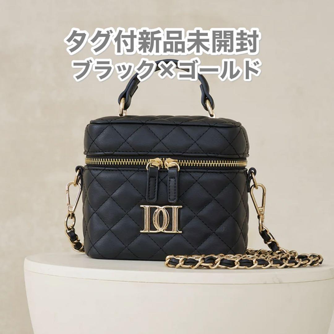 ダーリッチ　キルティング　ミニバッグ　新品未使用　ブラック　ゴールド ダーリッチ ゴールド バニティ キルティングスクエアミニバッグ