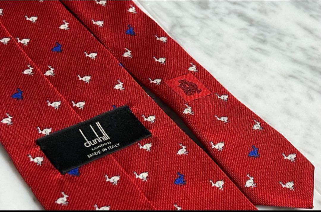 dunhill ネクタイ レッド 動物 マルチカラー イタリア製