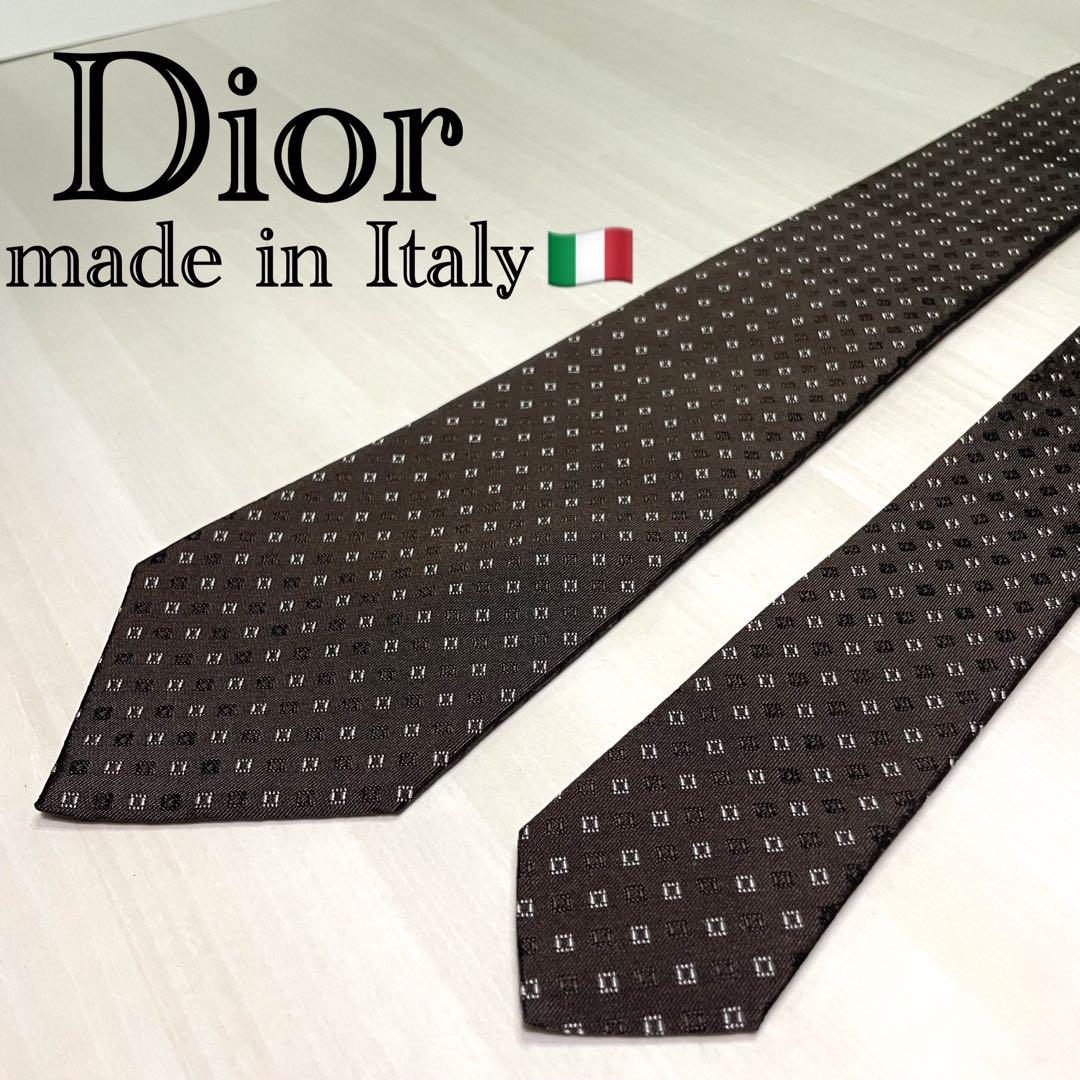 極美品☆Dior☆ブラウン☆ネクタイ☆パターン柄☆448