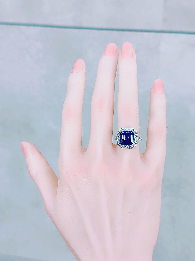 ★7.3ct★ブルー系✨特大タンザナイト1.3ctダイヤモンドプラチナリング指輪