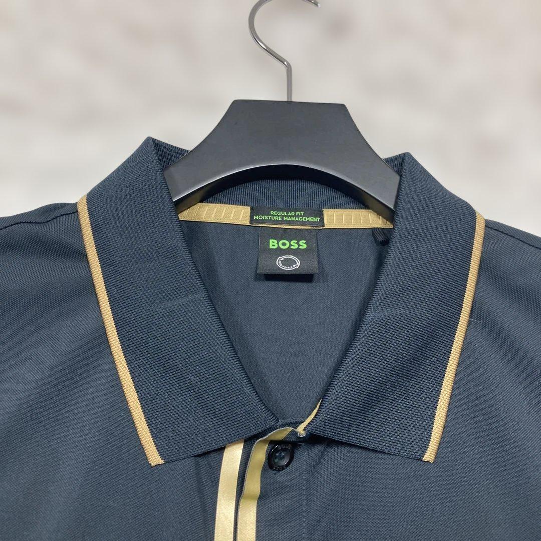 未使用級 ヒューゴボス ポロシャツ ゴルフウェア大きいサイズ2XL 黒 軽量速乾