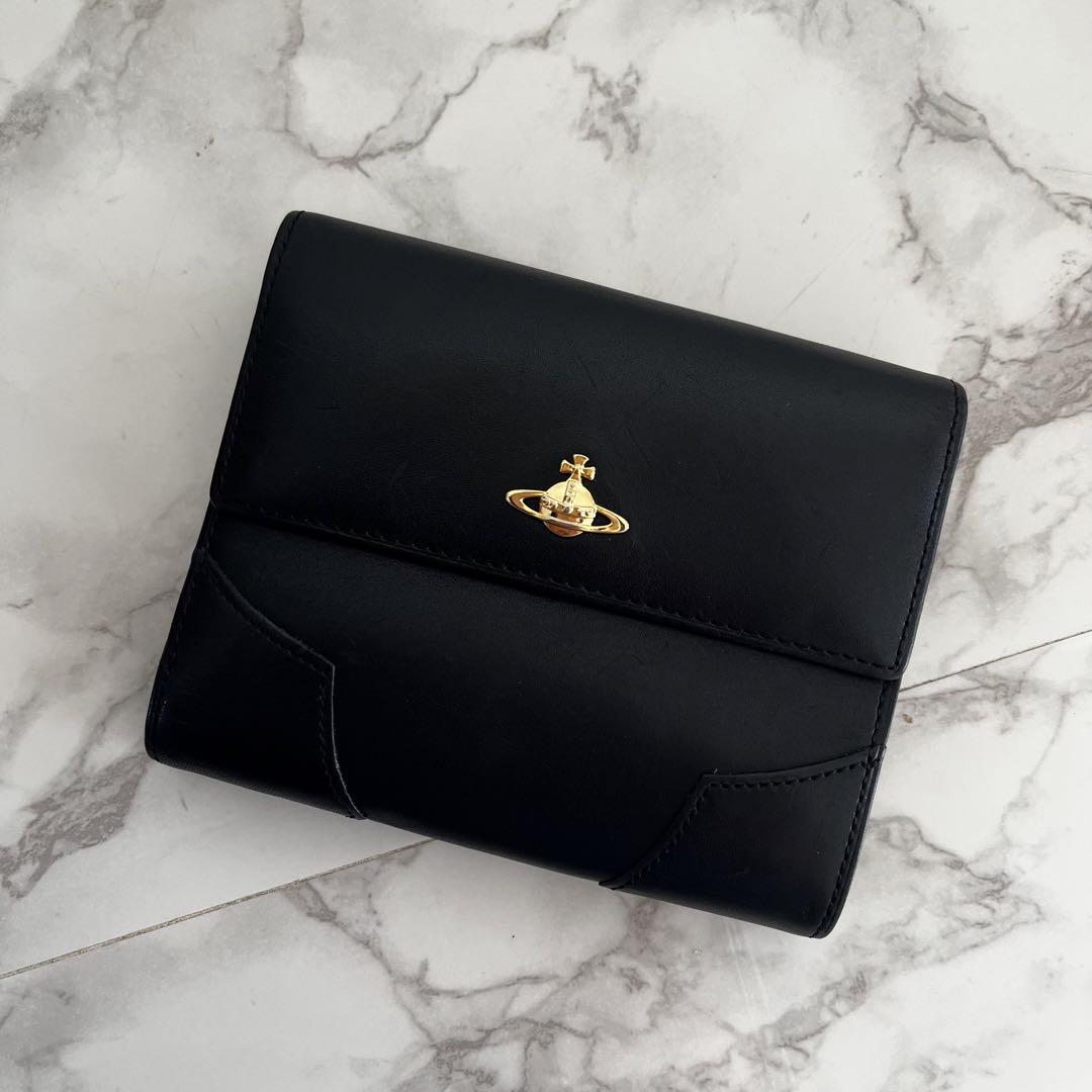 美品 Vivienne Westwood レザー がま口 ミニ財布 三つ折り財布