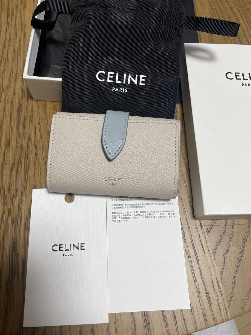 CELINE レザーキーケース ホワイト/グレー 小物