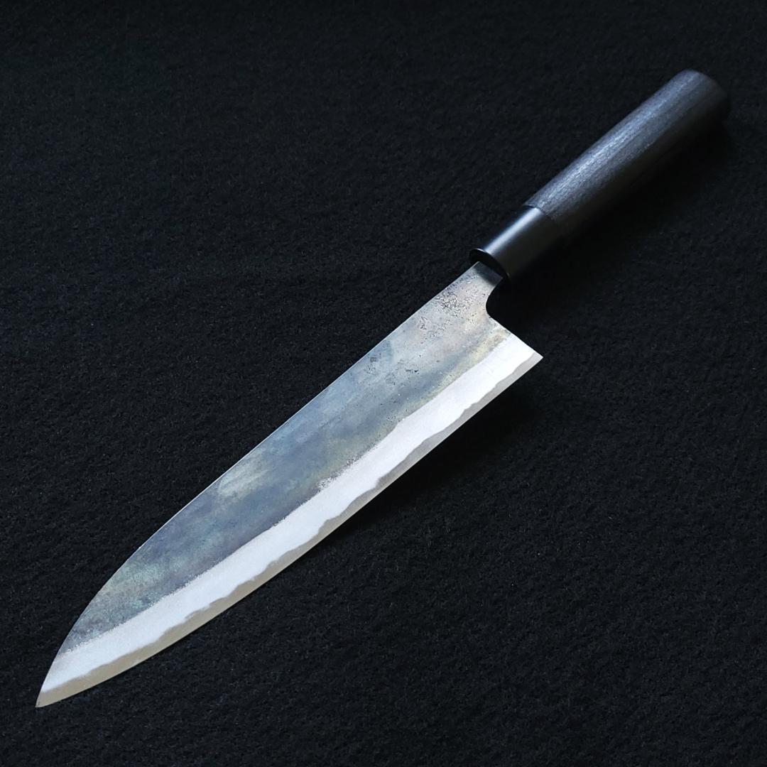 白紙1号 黒打 牛刀包丁 210㎜ #1328 栗柄 月光作