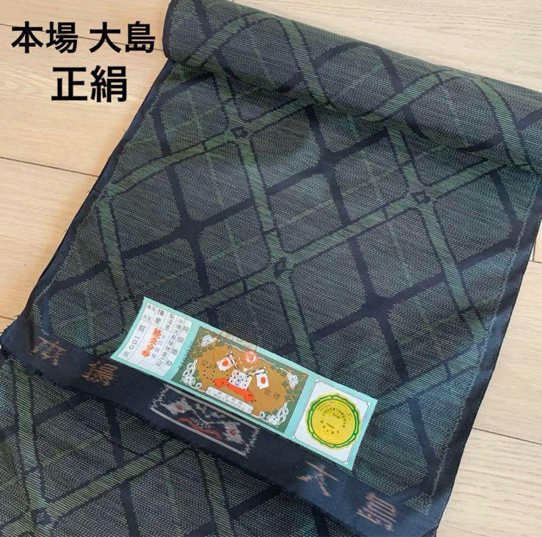 本場大島 純絹 正絹 反物 ＊＊B