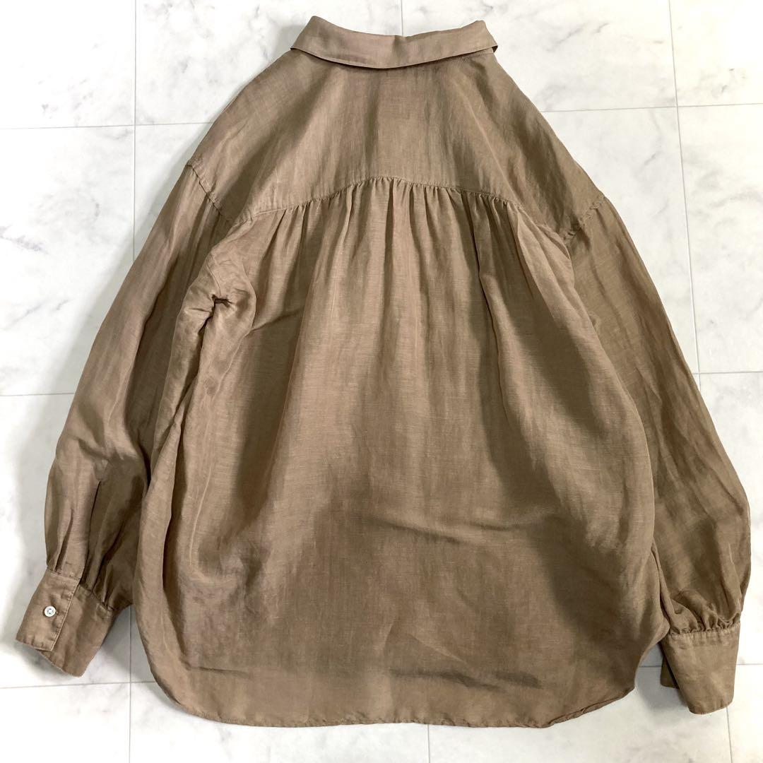 美品 シップス サフィランリネンシャツ ベージュ オーバーサイズ