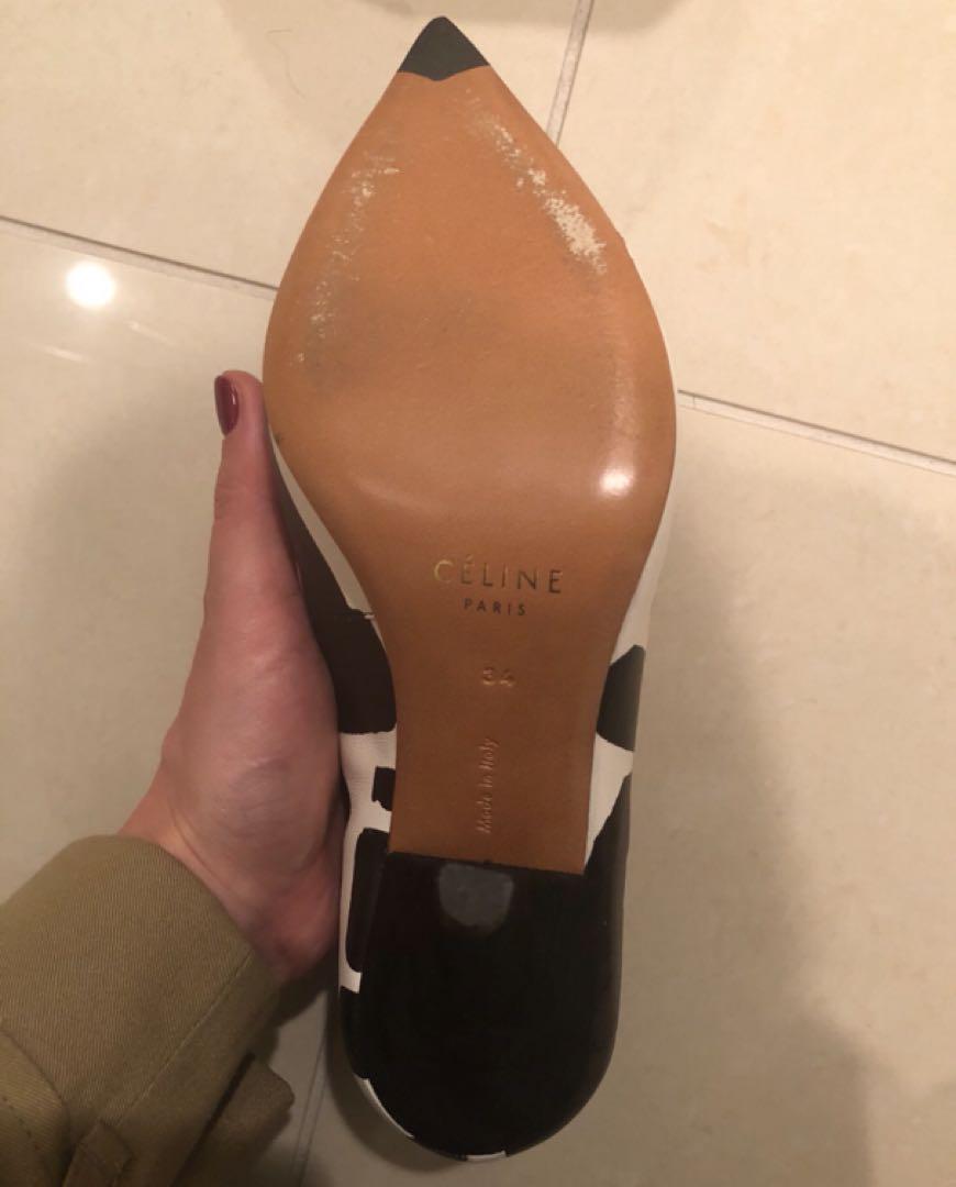 Celine Vカットパンプス モノクロ