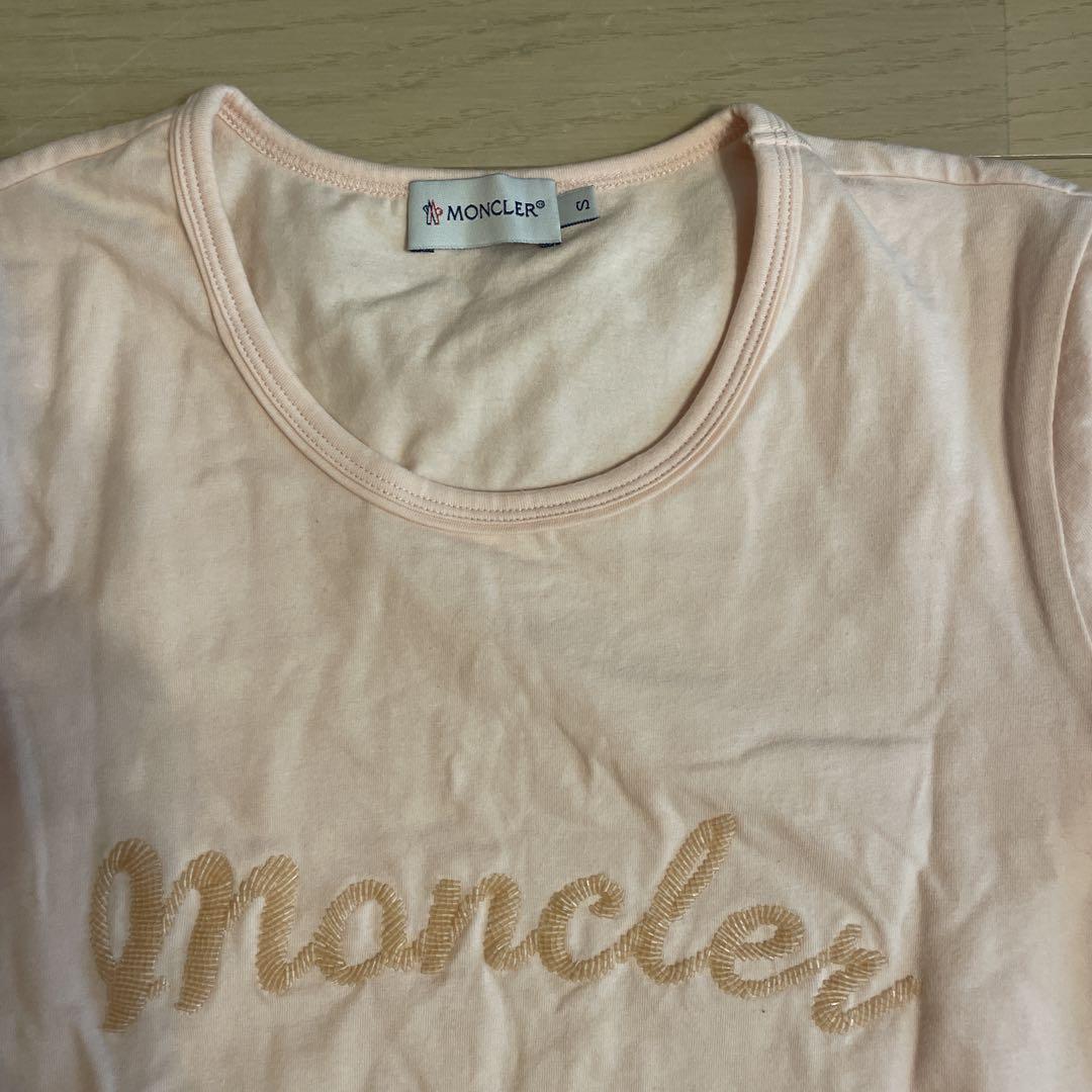 本物保証!  MONCLER モンクレール ビーズ刺繍 Tシャツ ベビーピンク S トップス