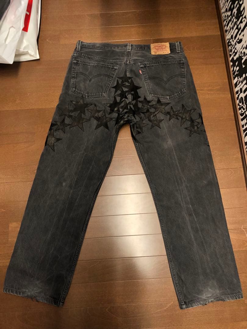 90s levi s 501 ブラック レザーパッチ スターL Levi s