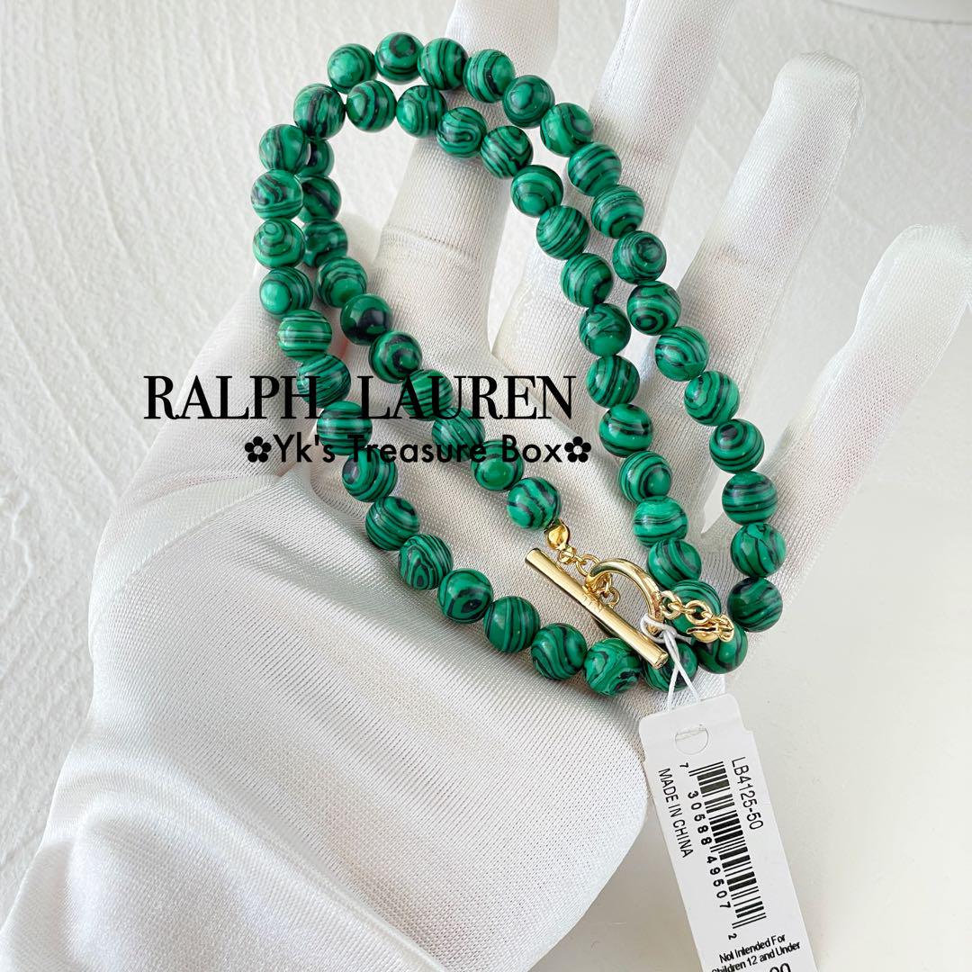 U322/RALPH LAUREN/天然石緑孔雀石ビーズゴールドネックレス U322/RALPH LAUREN/天然石緑孔雀石ビーズゴールドネックレス