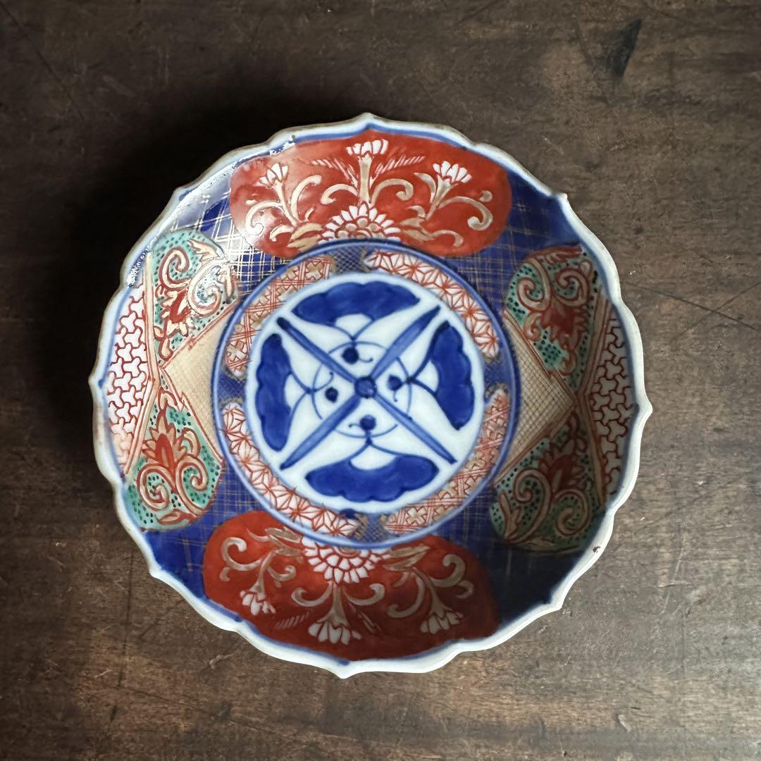 古伊万里 萬暦年製 色絵 金彩 小皿 輪花皿 骨董 銘々皿  骨董F