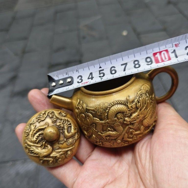 真鍮  龍鳳  徳利  茶壺 煎茶道具  茶道  工芸品  置物