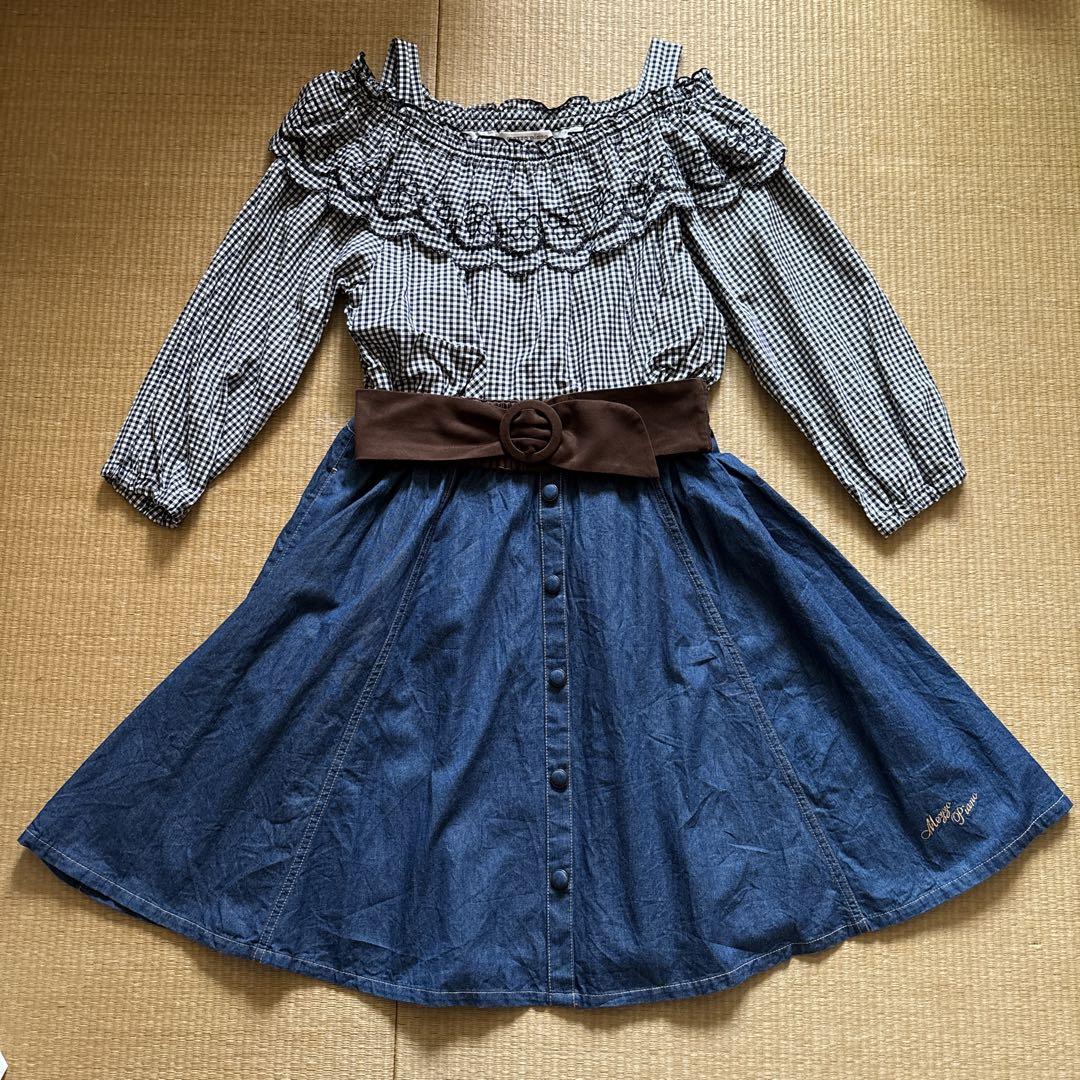 【美品】メゾピアノジュニア　オフショルダー ワンピース 160cm メゾピアノ オフショルダーワンピース 160 - メルカリ