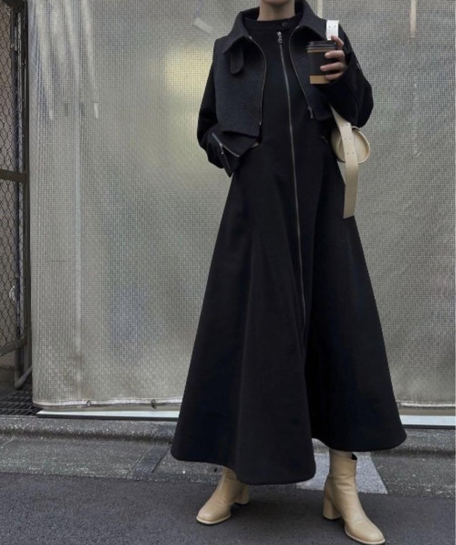 willfully】gilet layered flare long coat