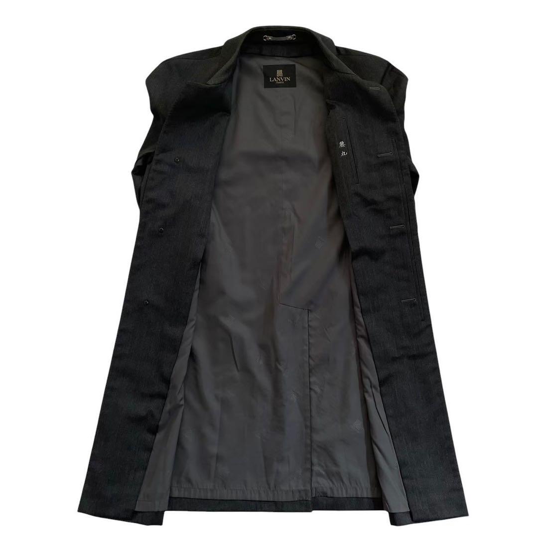 LANVIN ランバン ロングコート 黒系 メンズ サイズ R48-45 約XL