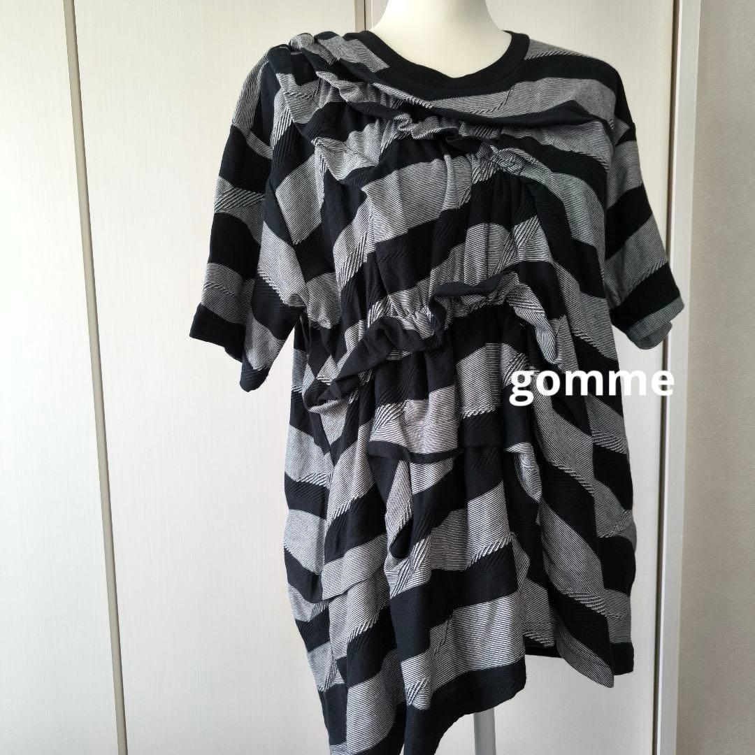 極美品　ゴム　変形アシメカットソー　Tシャツ トップス　マキヒロシゲ