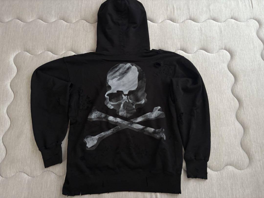 【12月スーパーSALE 15%OFF】 mastermind ダメージ加工 ブラックパーカー トップス