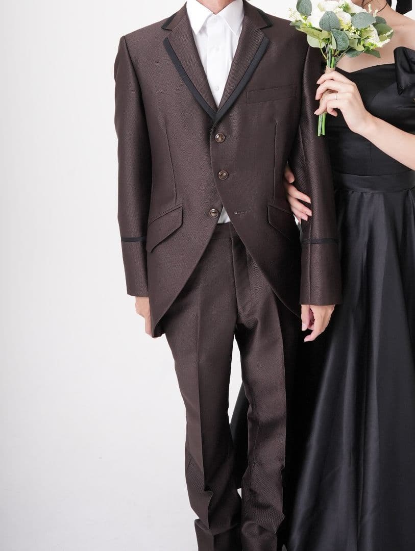 げ中 タキシード ブラウン A-M リボン ネクタイ付