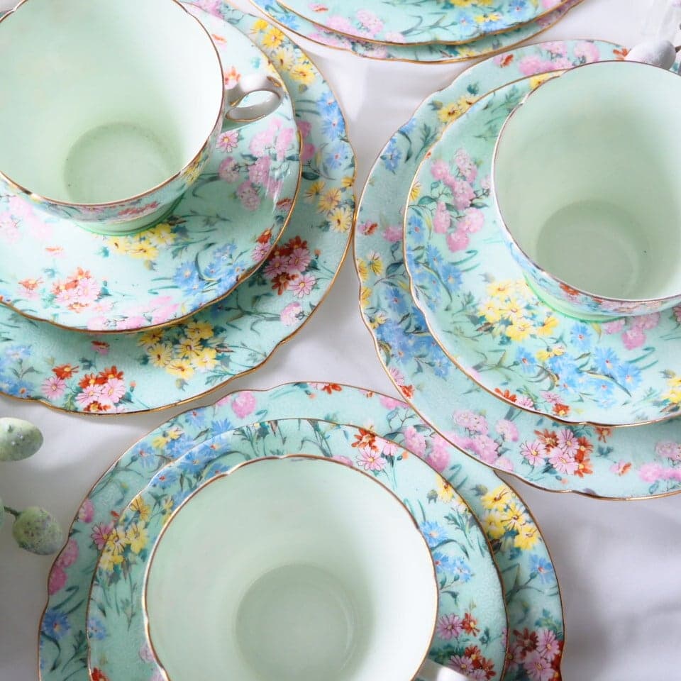 特価！シェリー　メロディMelody　トリオ５客セット　カップ＆ソーサー　F6