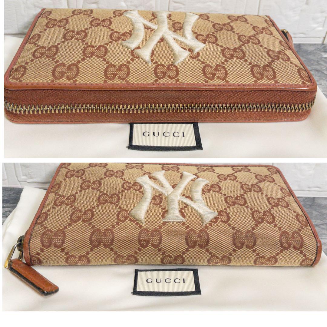 美品☆GUCCI グッチNYコラボGG ラウンドファスナー長財布GGキャンバス