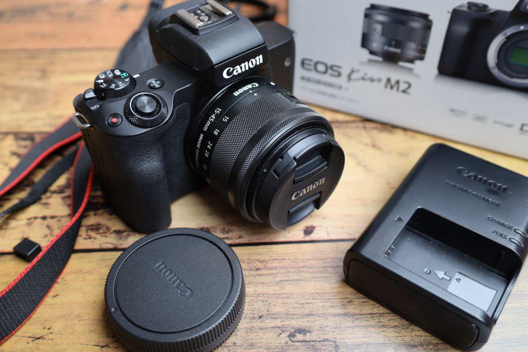 新品本物 Canon EOS Kiss M2 ブラック EF-M15-45 IS STM… デジタル