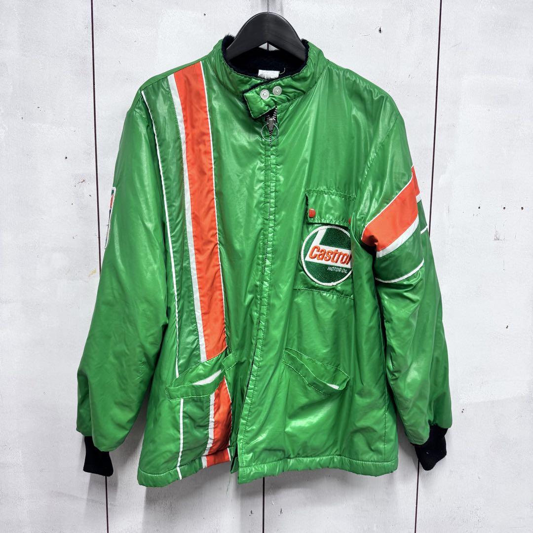 レーシングジャケット　ナイロン　castrol ボア　80s 90s グリーン