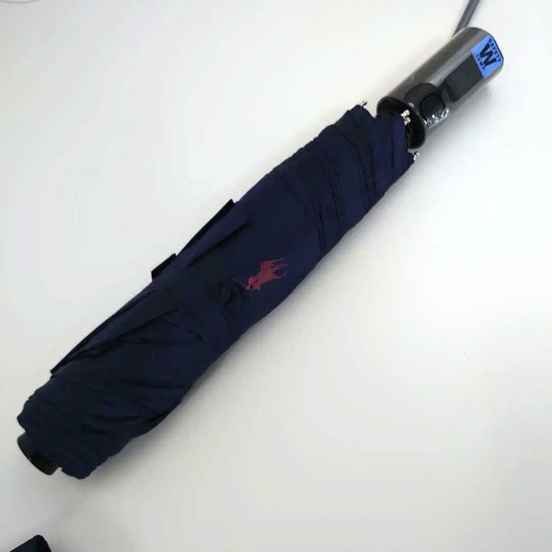 【新品】ポロラルフローレン ロゴ 折り畳み傘 ジャンプ式 ネイビー 60cm