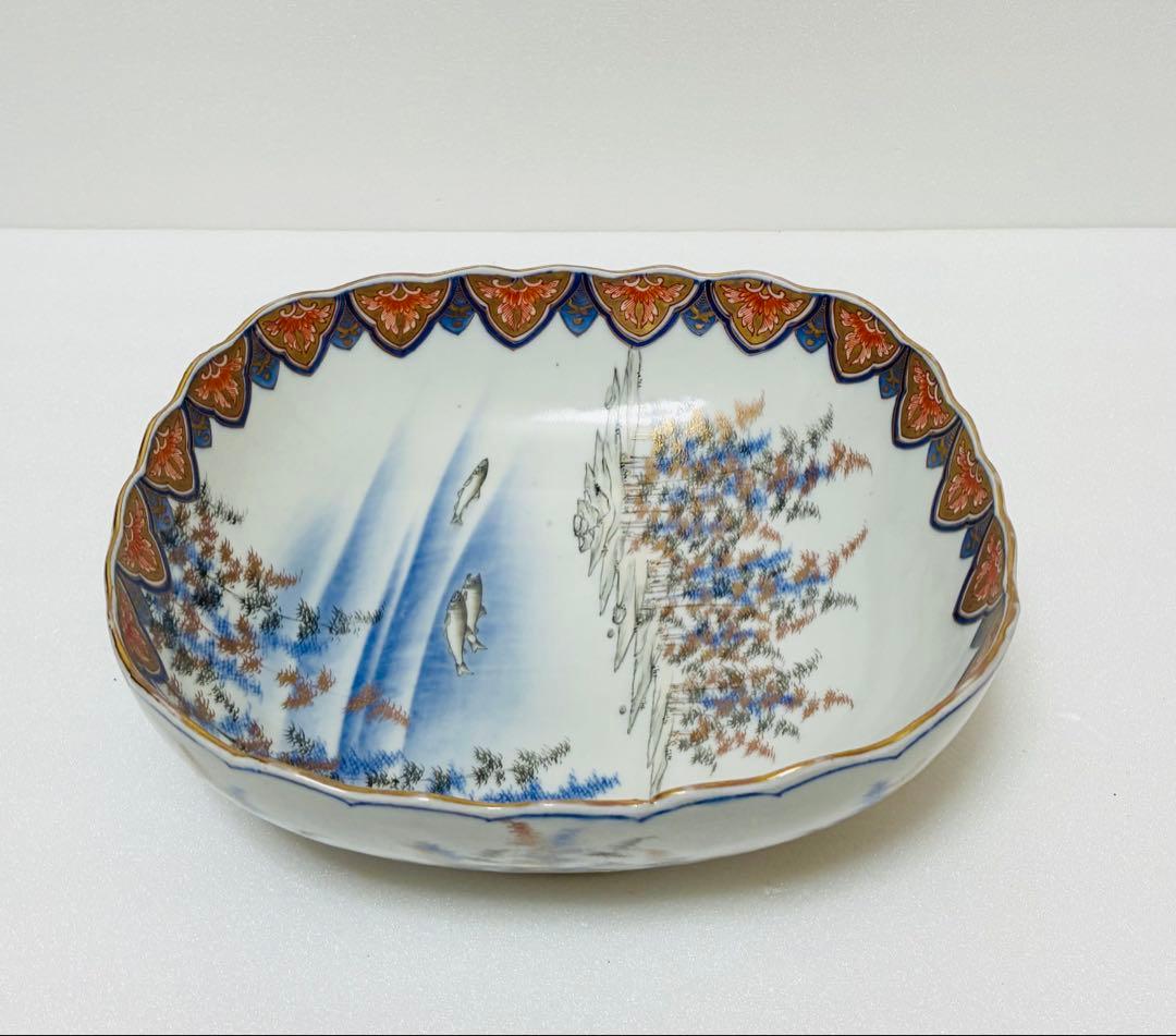 明治 有田焼 伊万里焼 香蘭社 色絵竹林鮎文 大鉢 23.5cm WWW_IBETON_RU