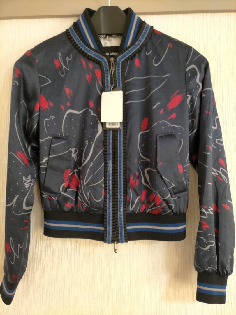 未使用●2018AW●ジョルジオアルマーニ 総柄 シルクフリルジャケット 38