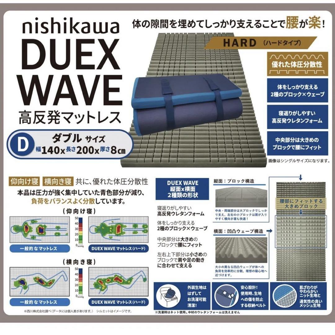 【新品】西川 Duex Wave 高反発マットレス ダブル ハードタイプ