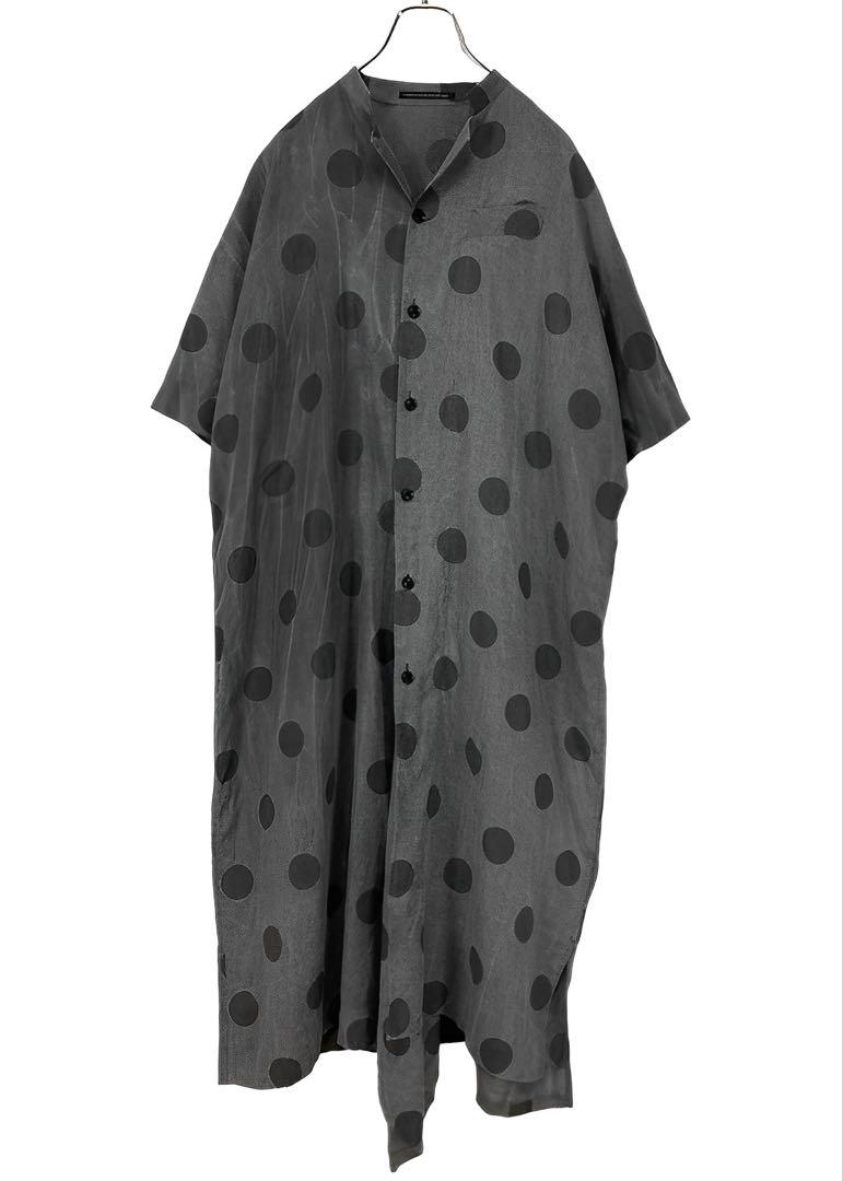 Y's LINEN LAWN DOT PRINT SHIRT DRESS グレー